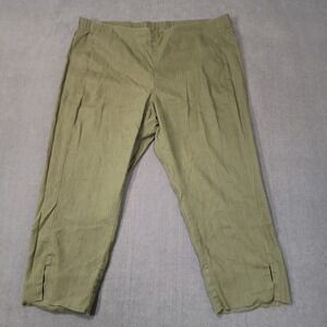 J. Jill Linen Stretch Pants Womens XL Petite Olive Green Cropped Pull On